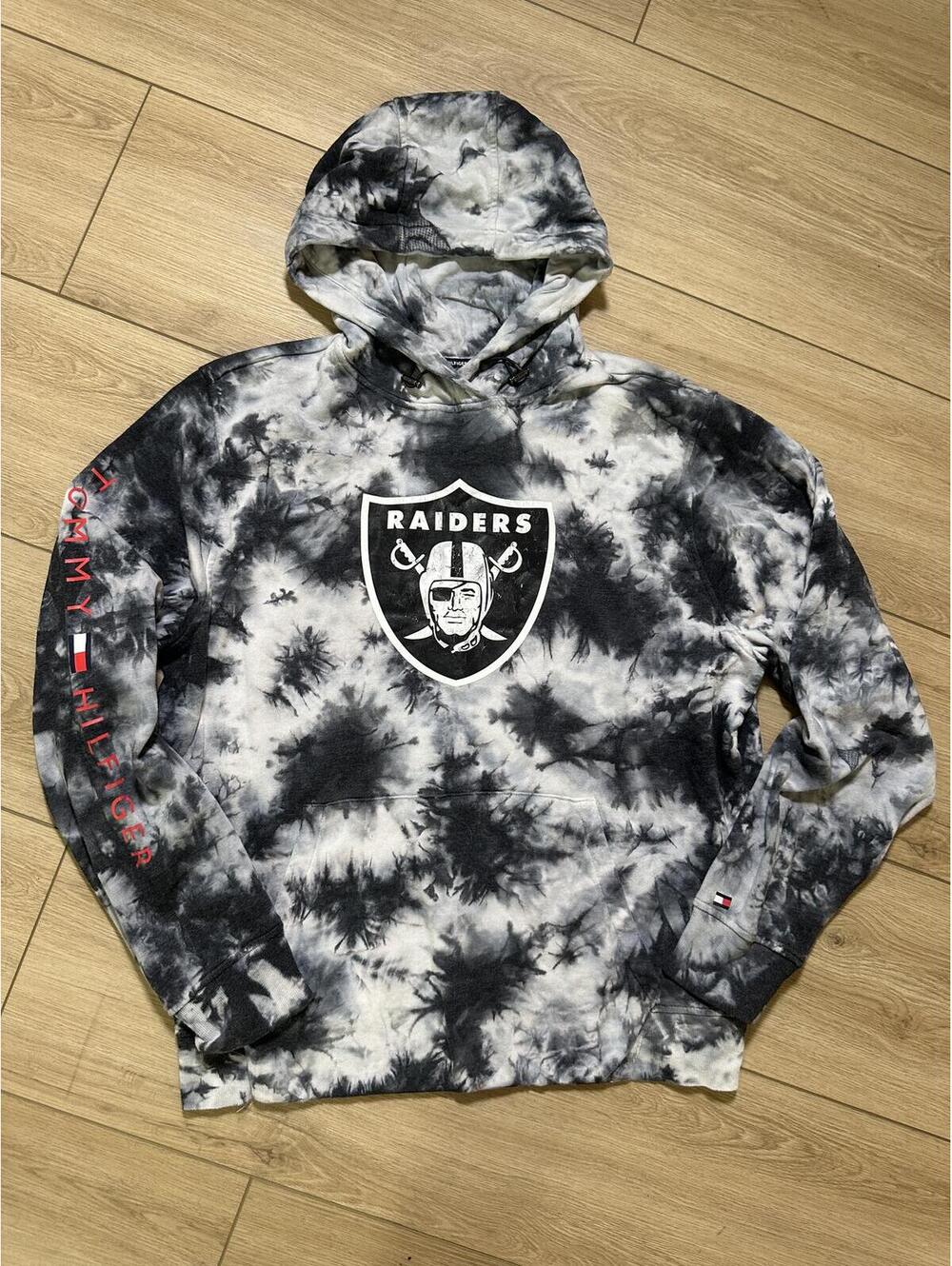 Tommy Hilfiger NFL Raiders Tie-Dye Pullover Hoodie Size XL